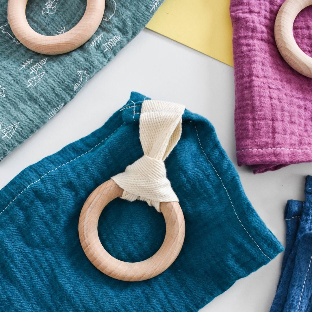 Organic Baby Comforter &amp; Teether - Petrol Blue. The Eco Boutique