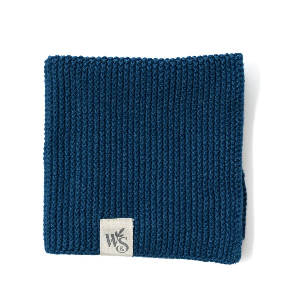 Organic cotton dishcloth in ocean blue colour.