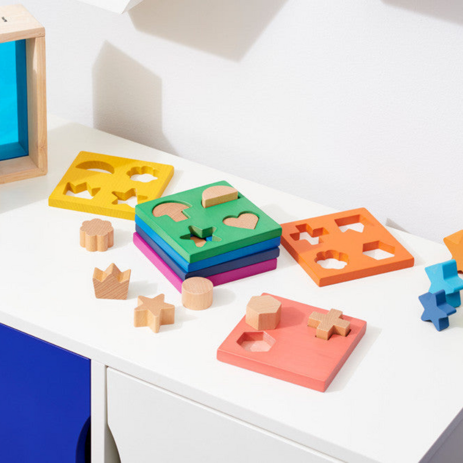 Rainbow Wooden Shape Stacker - The Eco Boutique