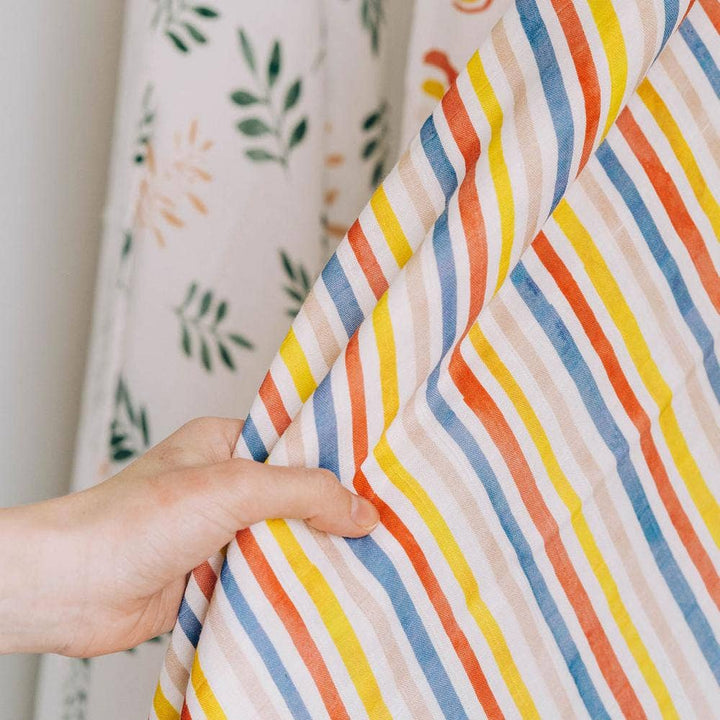 Rainbow stripe muslin swaddle Beach Born Salcombe LTD