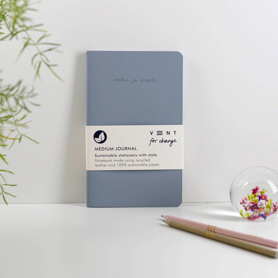 Recycled Leather Medium Journal - Blue