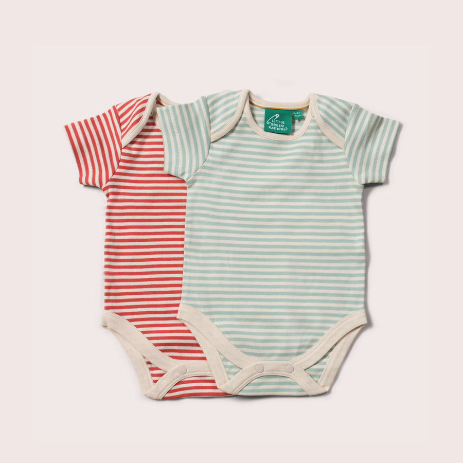 Red & Blue Striped Baby Bodies Set - 2 Pack - Eco Baby Box