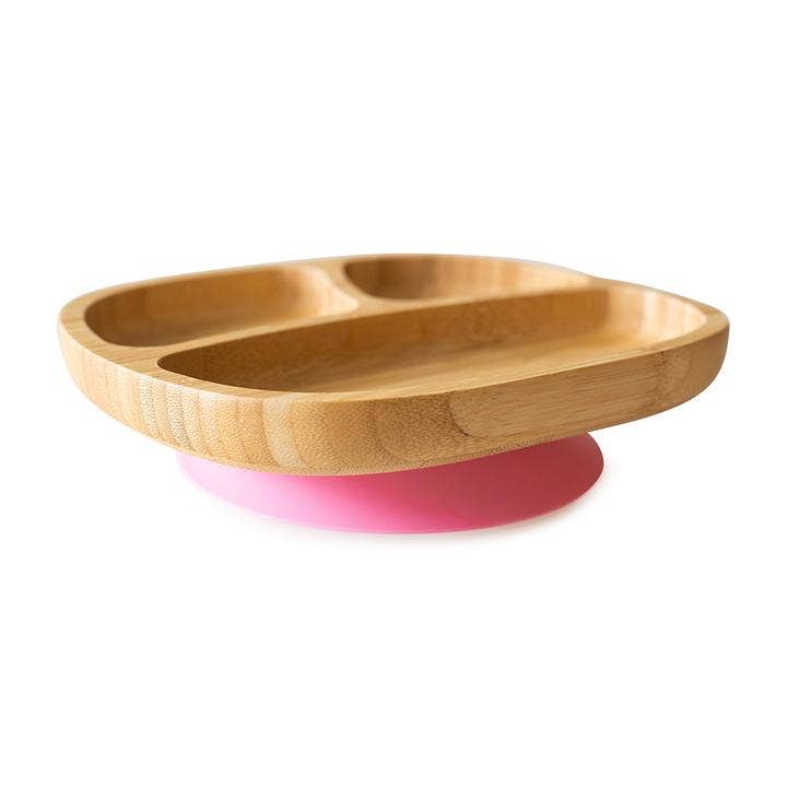 Children's Bamboo suction plate Three section rectangular toddler plate.