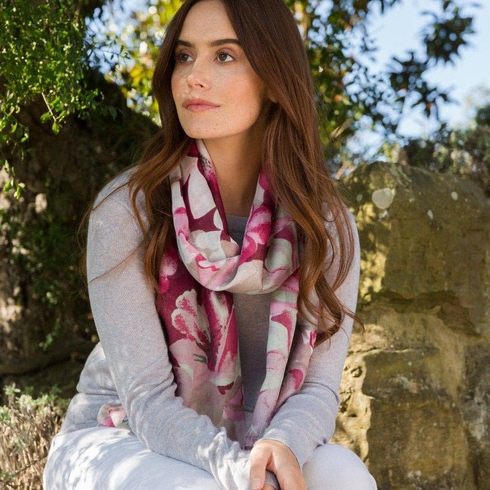 Women's Tropical Flower Print Scarf
