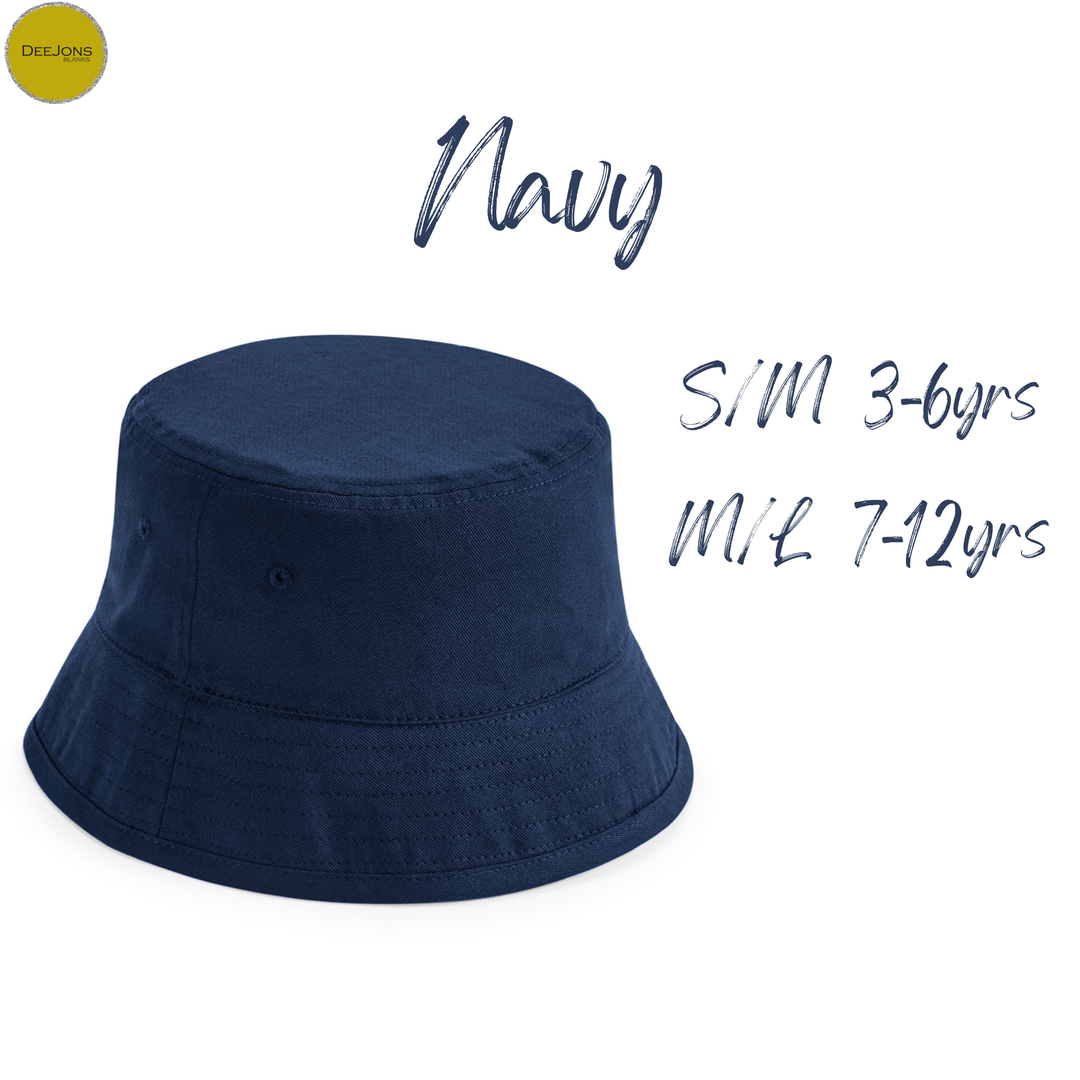Navy Organic Cotton Bucket Hat (3-6yrs / 7-12 yes)