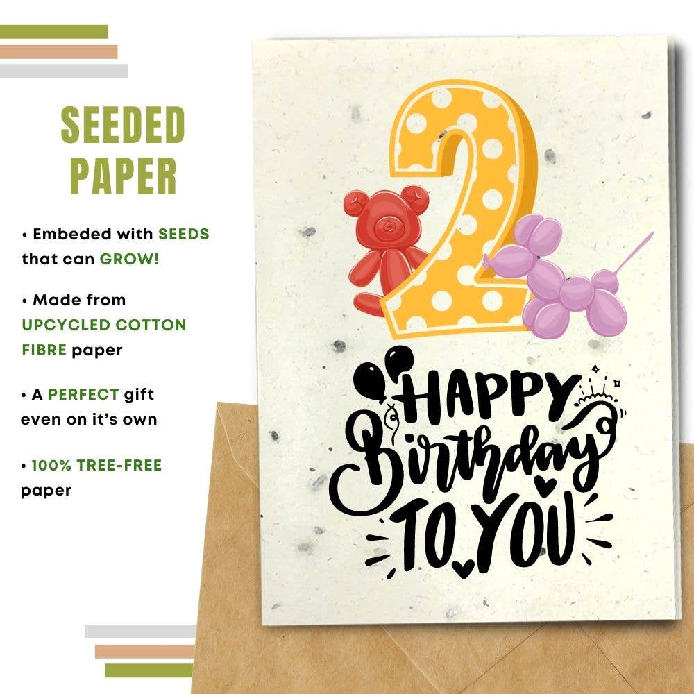 2nd Birthday card on Seeded Paper