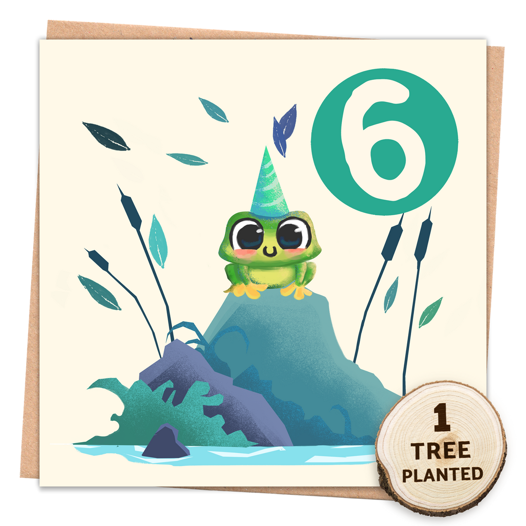 6th birthday card Frog - Plantable