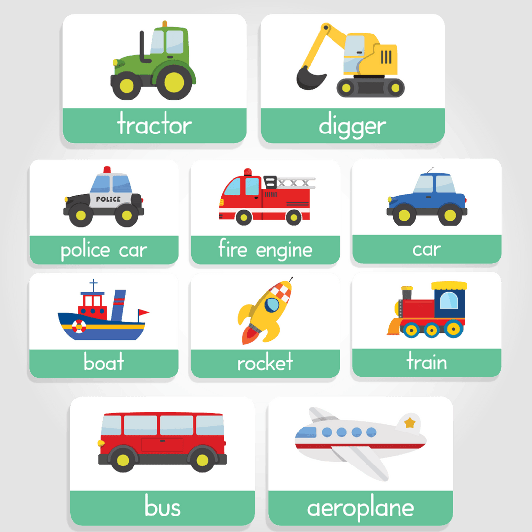 Baby & Toddler Transport / Farm Animal Flashcards My Little Learner