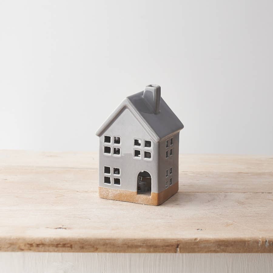 Grey Ceramic Glazed LED House 15cm