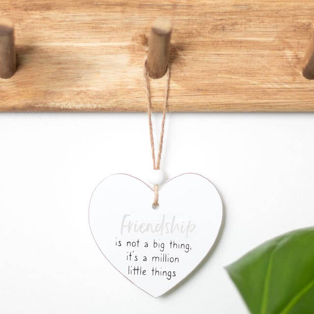 Friendship Is... Hanging Heart Sentiment Sign