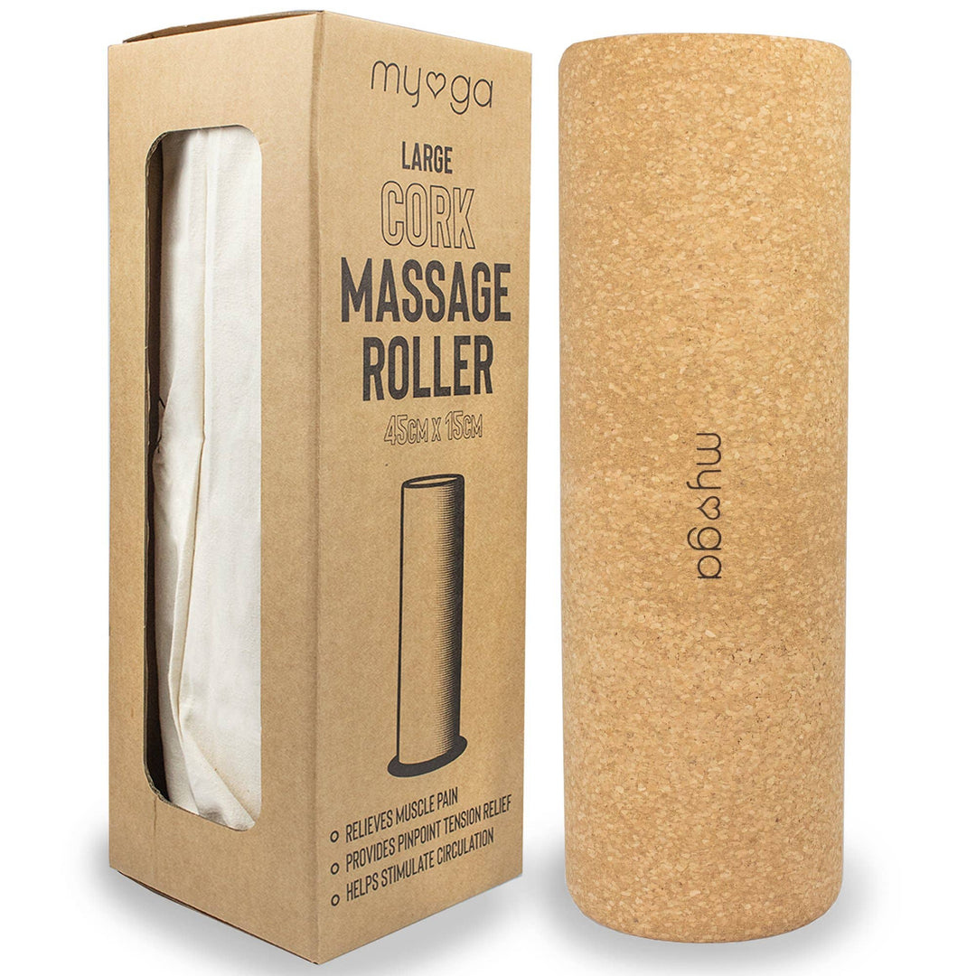 Cork massage Roller 30cm is a perfect self massage tool for larger muscle groups such as the back and the legs. Covering more surface area for fast relief.