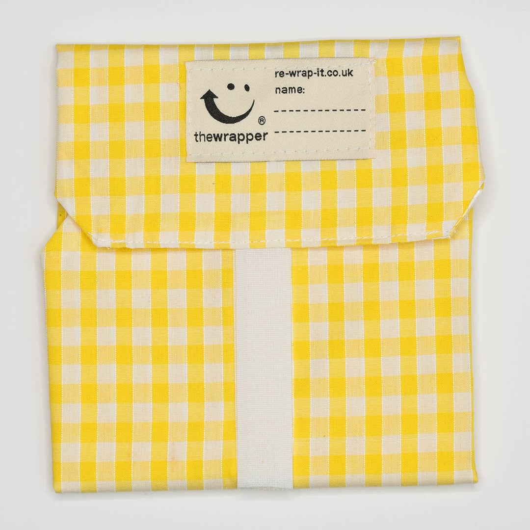 Yellow Check Print Zero Waste Reusable Sandwich Wrapper