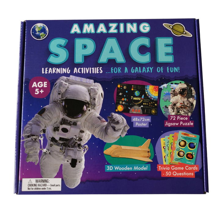 Activity packed box set.Includes; 72 piece jigsaw, 48 x 72cm poster, 25 double sided trivia cards and 3D wooden model kit