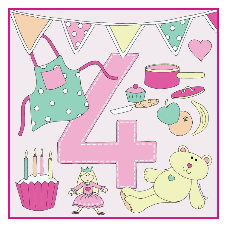 Gift Giving Birthday card no 4 little girl Emma Lawrence Designs