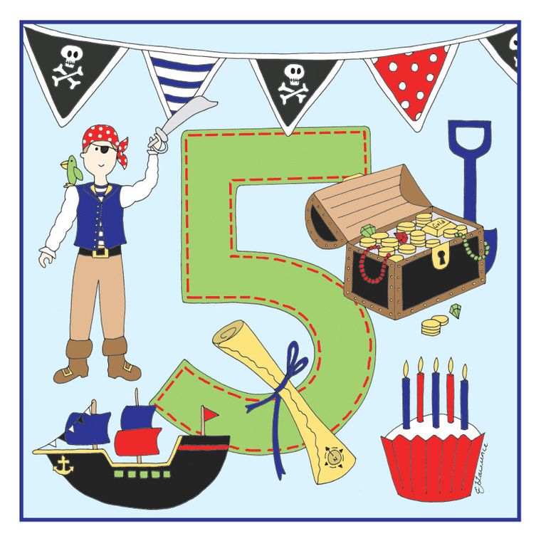 Gift Giving Birthday card no 5 little boy | pirates Emma Lawrence Designs