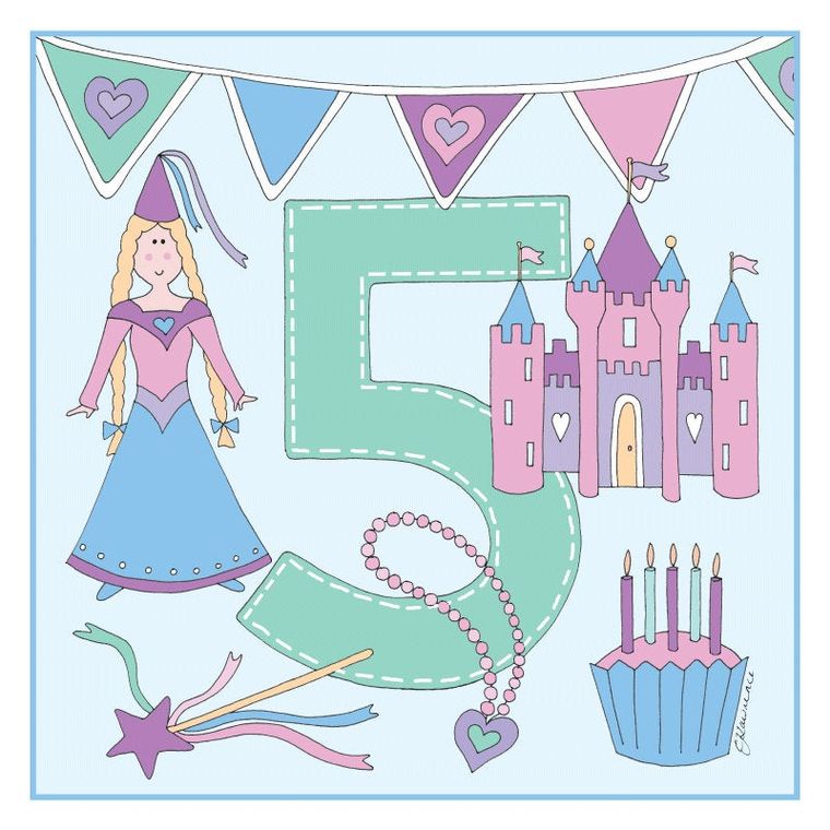 Gift Giving Birthday card no 5 little girl Emma Lawrence Designs