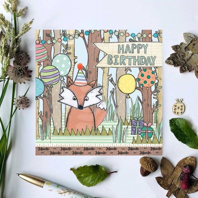 Gift Giving Fox woodland Birthday card Flossy Teacake