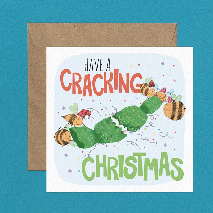 Greeting & Note Cards BEE HAVE A CRACKING CHRISTMAS Greetings Card Happy Pint Print