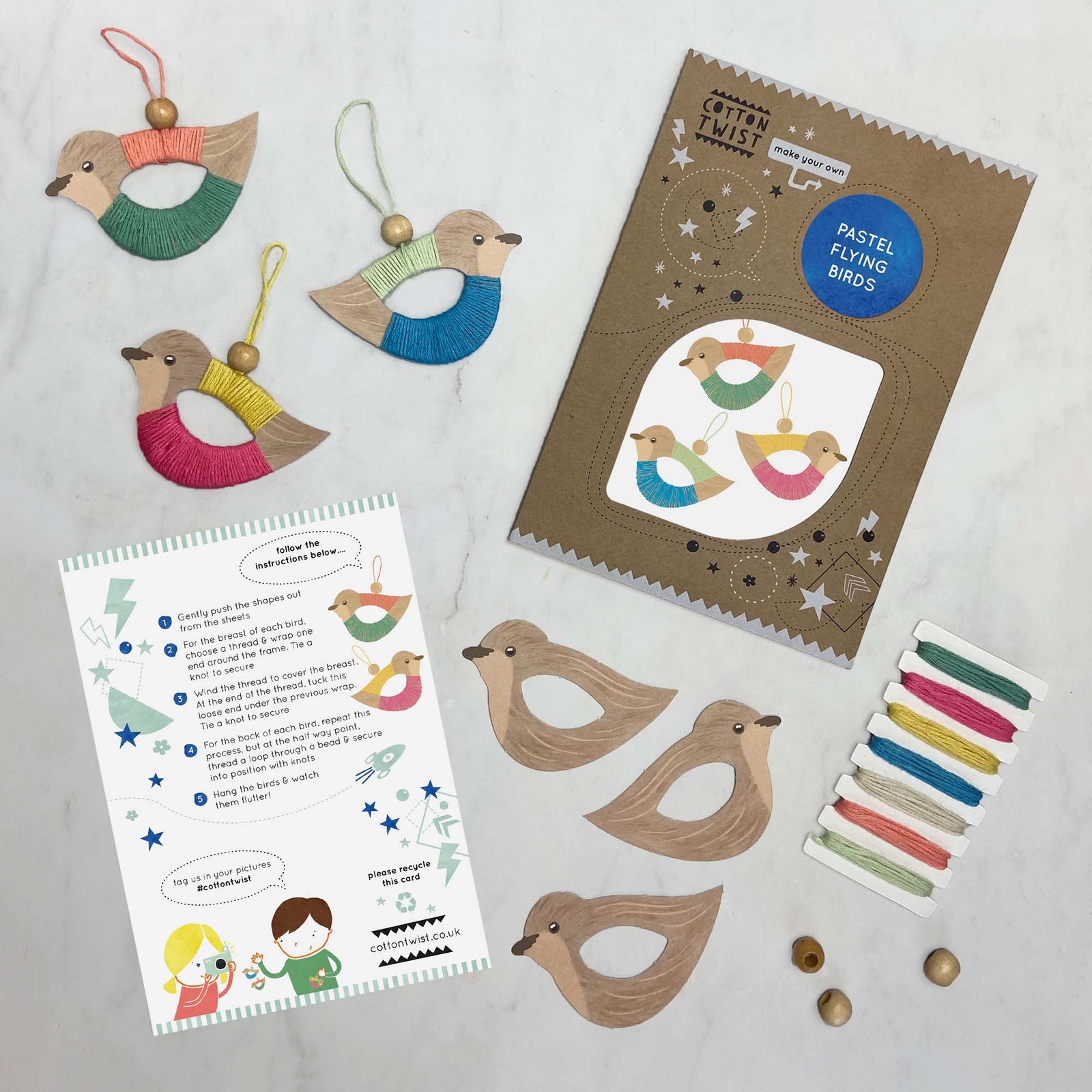 Make your own pastel flying bird decorations