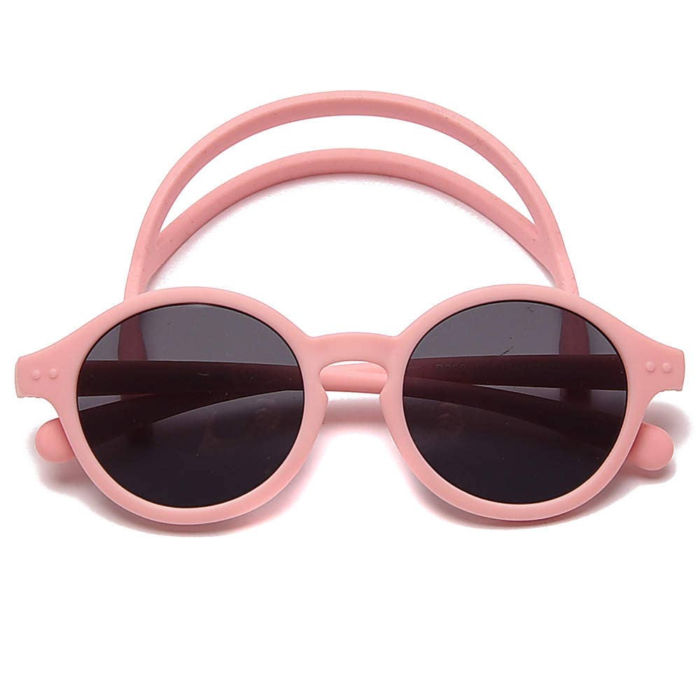 Baby and infant sunglasses with strap in pink