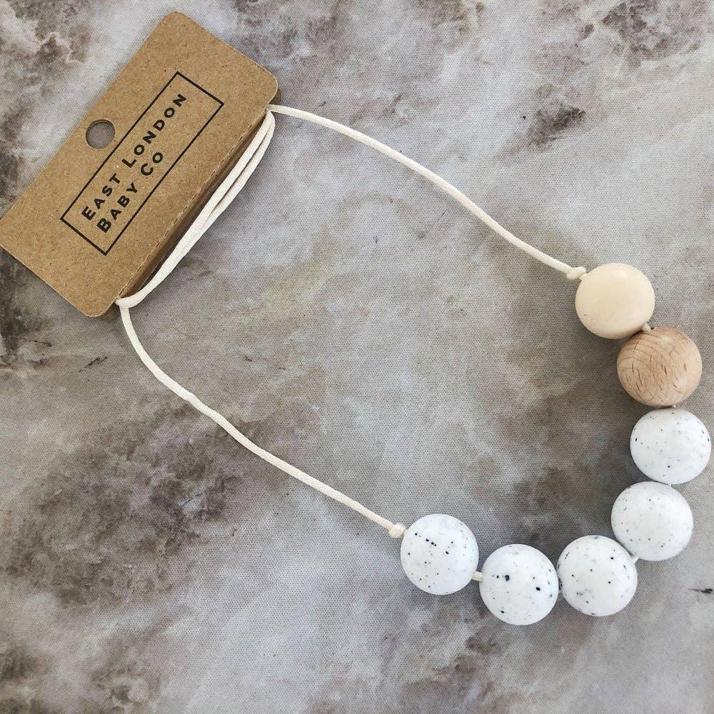 Teething Necklace Stokey Silicone Teething and Fiddle Necklace Perfect For New Mums - Cream East London Baby Co